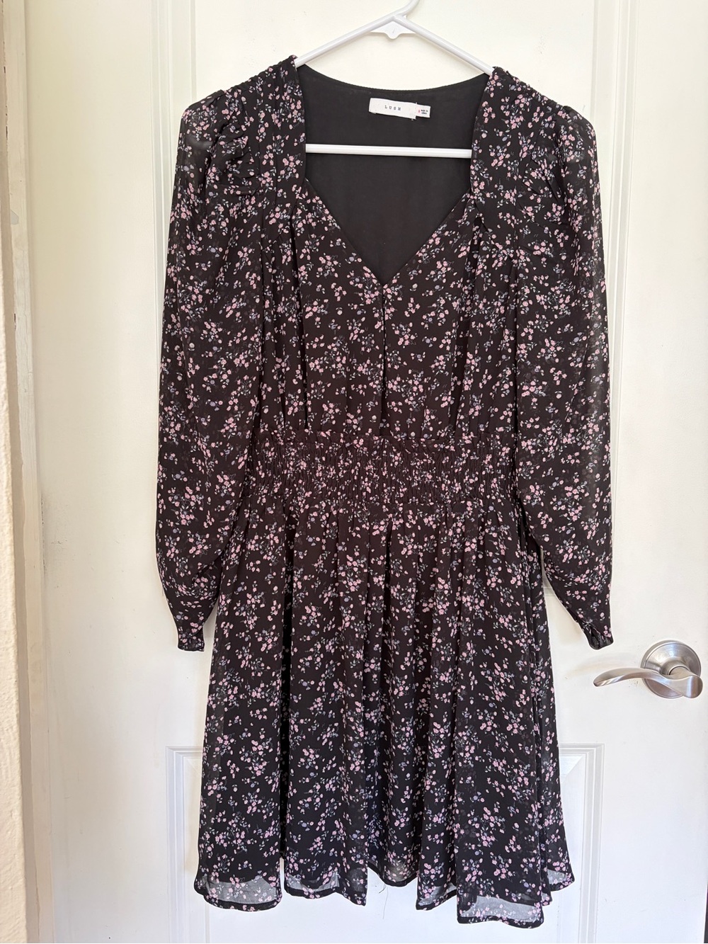 Lush Black & Pink Floral Long Sleeve Dress